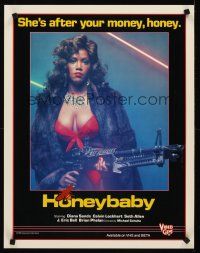 8a496 HONEY BABY, HONEY BABY video special 19x24 R85 blaxploitation, sexy Diana Sands w/machine gun!