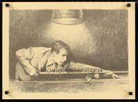 8a498 HUSTLER special 16x22 '61 cool pencil sketch artwork of pool pro Paul Newman!