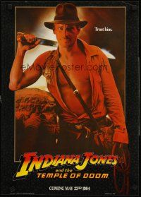 8a499 INDIANA JONES & THE TEMPLE OF DOOM teaser special 17x24 '84 cool image of Harrison Ford!
