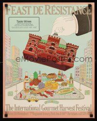 8a240 INTERNATIONAL GOURMET HARVEST FESTIVAL special 17x21 '80s Chwast art of food city!