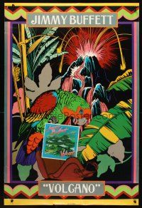 8a175 JIMMY BUFFETT: VOLCANO record promo '79 wonderful cartoon art of bird & island!