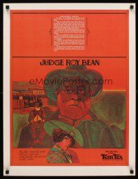 8a241 JUDGE ROY BEAN clothing ad '70s western clothing, cool art of wild west character!