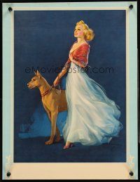 8a130 JULES ERBIT 14x18 art print '40s great art or pretty woman w/great dane dog!