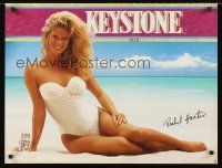8a245 KEYSTONE BEER 21x28 beer ad '91 great image of sexy Rachel Hunter on beach!
