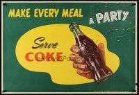 8a227 MAKE EVERY MEAL A PARTY 29x42 advertising poster '50s Coca-Cola, classic soft drink!