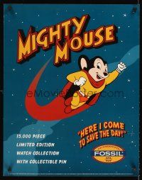 8a250 MIGHTY MOUSE: FOSSIL watch poster '94 limited edition watch, great art of superhero