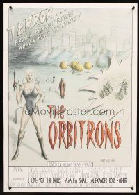 8a416 ORBITRONS special 21x30 '90 Dave Lancet, wacky art of Diva Haase in skimpy sci-fi outfit!
