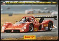 8a165 PIRELLI TIRES 2-sided 27x39 advertising poster '96 Ferrari 333 at sports car championships!