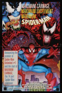 8a106 SPIDER-MAN special 11x17 '93 Marvel comics, cool art of Spidey, maximum carnage!