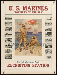 8a001 U.S. MARINES: SOLDIERS OF THE SEA WWI war poster '14 cool Leyendecker art, Ooh-rah!