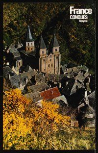 8a288 FRANCE: CONQUES AVEYRON French travel poster '70s wonderful image of village & church!