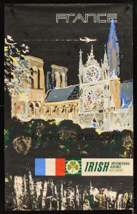 8a289 FRANCE: IRISH INTERNATIONAL AIRLINES Irish travel poster '60s colorful art, Aer Lingus!