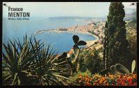 8a293 FRANCE: MENTON French travel poster '60s wonderful image of coastline, Riviera!