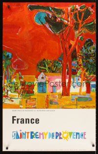 8a294 FRANCE: SAINT REMY DE PROVINCE French travel poster 1974 colorful Bezombes art of town!