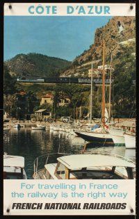 8a301 FRENCH NATIONAL RAILROADS: COTE D'AZURE French travel poster '67 wonderful image of boats!