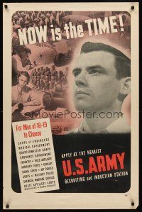 8a015 NOW IS THE TIME! 25x38 WWII war poster '42 recruiting, apply now!