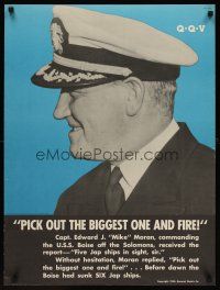 8a032 PICK OUT THE BIGGEST ONE AND FIRE! 23x30 WWII war poster '43 profile of Capt. Edward Moran!