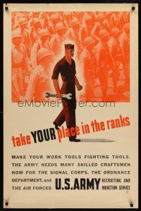 8a020 TAKE YOUR PLACE IN THE RANKS 25x38 WWII war poster '42 make your work tools fight!