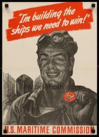 8a034 U.S. MARITIME COMMISSION 14x20 WWII war poster '40s building the ships we need to win!