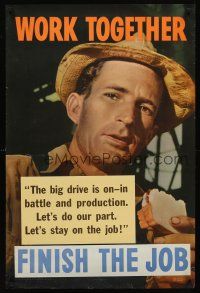 8a023 WORK TOGETHER 24x36 WWII war poster '44 the big drive is on, stay on the job!