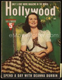 8b111 HOLLYWOOD magazine July 1940 portrait of pretty Deanna Durbin wearing cool dress!