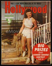 8b110 HOLLYWOOD magazine June 1940 great image of sexy Ginger Rogers with her dog!