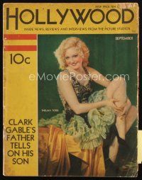 8b105 HOLLYWOOD magazine September 1932 portrait of sexy Thelma Todd by Edwin Bower Hesser!