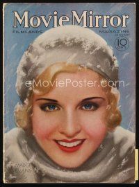 8b077 MOVIE MIRROR magazine January 1932 artwork of pretty Madge Evans by John Rolston Clarke!