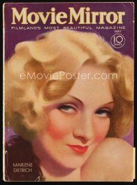 8b081 MOVIE MIRROR magazine May 1932 art of sexy blonde Marlene Dietrich by John Rolston Clarke!