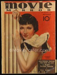 8b083 MOVIE MIRROR magazine September 1933 artwork of sexy Claudette Colbert by Milo Baine!