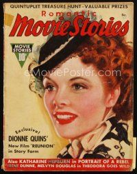 8b127 MOVIE STORY magazine December 1936 head & shoulders artwork portrait of Katharine Hepburn!