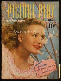 8b123 PICTURE PLAY magazine April 1940 close portrait of pretty Priscilla Lane by Hurrell!