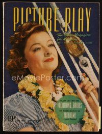 8b125 PICTURE PLAY magazine June 1940 portrait of sexy Myrna Loy by Lazlo Willinger!