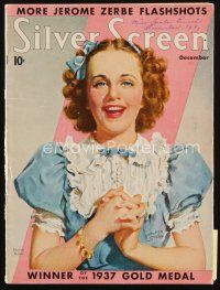 8b093 SILVER SCREEN magazine December 1937 art of singing Deanna Durbin by Marland Stone!