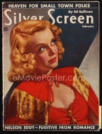 8b095 SILVER SCREEN magazine February 1938 wonderful art of sexy Bette Davis by Marland Stone!