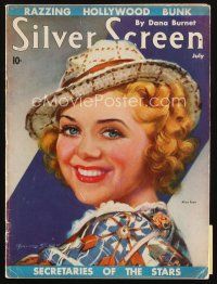 8b088 SILVER SCREEN magazine July 1937 art of pretty Alice Faye wearing cool hat by Marland Stone!