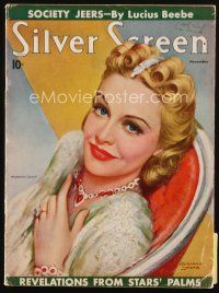 8b092 SILVER SCREEN magazine November 1937 art of pretty Madeleine Carroll by Marland Stone!