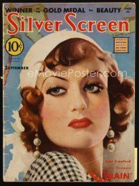 8b085 SILVER SCREEN magazine September 1932 art of sexy Joan Crawford by John Rolston Clarke!