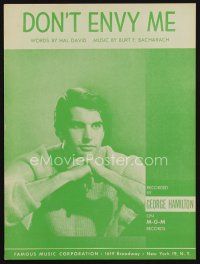 8b254 DON'T ENVY ME sheet music '62 featured by George Hamilton, music by Burt Bacharach!