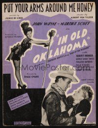 8b262 IN OLD OKLAHOMA sheet music '43 John Wayne, Dale Evans, Put Your Arms Around Me, Honey!