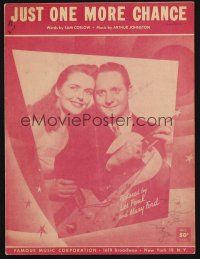 8b263 JUST ONE MORE CHANCE sheet music '31 great image of Les Paul playing guitar with Mary Ford!