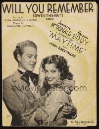 8b265 MAYTIME sheet music '37 Jeanette MacDonald & Nelson Eddy. Will You Remember!