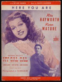 8b269 MY GAL SAL sheet music '42 sexy Rita Hayworth & Victor Mature, Here You Are!