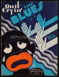 8b274 QUIT CRYIN' THE BLUES sheet music '31 wacky artwork by Hap Hadley!