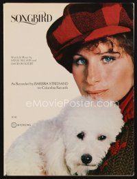 8b280 SONGBIRD sheet music '78 great close up of Barbra Streisand holding cute dog!