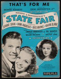 8b281 STATE FAIR sheet music '45 Rogers & Hammerstein musical, That's For Me!