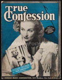 8b286 TRUE CONFESSION sheet music '37 c/u of Carole Lombard, Fred MacMurray, the title song!