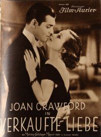 8b186 POSSESSED German program '32 sexy Joan Crawford & young shaven Clark Gable, different!