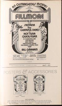 8b340 FILLMORE pressbook '72 Grateful Dead, Santana, Hot Tuna, Quicksilver, rock & roll concert!
