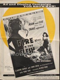 8b341 FIRE IN THE FLESH pressbook '58 Claudine Dupuis, Erno Crisa, like Adam & Eve, sexy art!